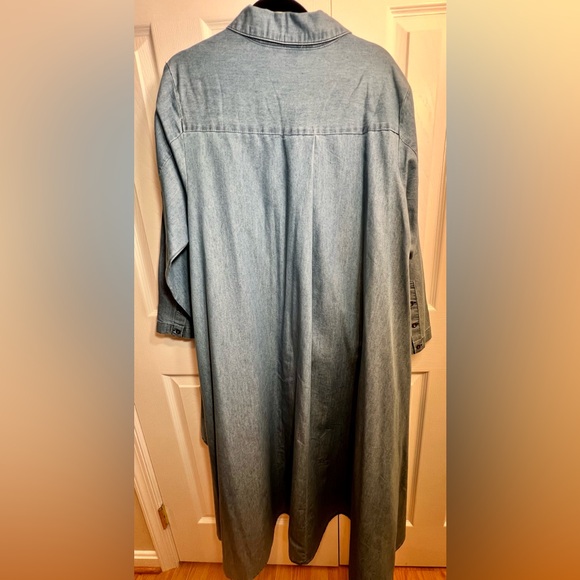 Ashley Stewart Light Blue High-Low Denim Drape Jacket Dress - Picture 3 of 4